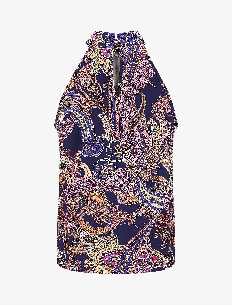 Top sans manches imprimé foulard